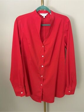 Women’s Foxcroft NYC Red Selma Button-Front Blouse